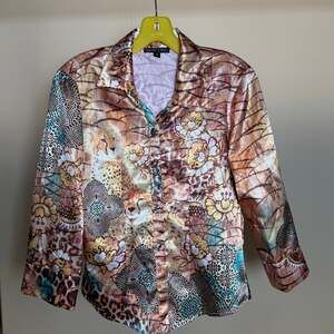 VTG Y2K Boho Chic Cheetah Multi Blouse